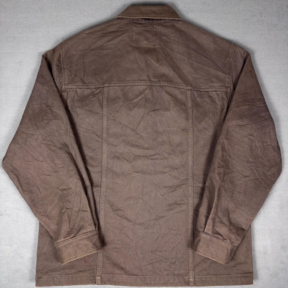 Vintage 90s Guess Jeans USA Brown Denim Trucker Jacket Made in USA Mens L - Picture 2 of 9